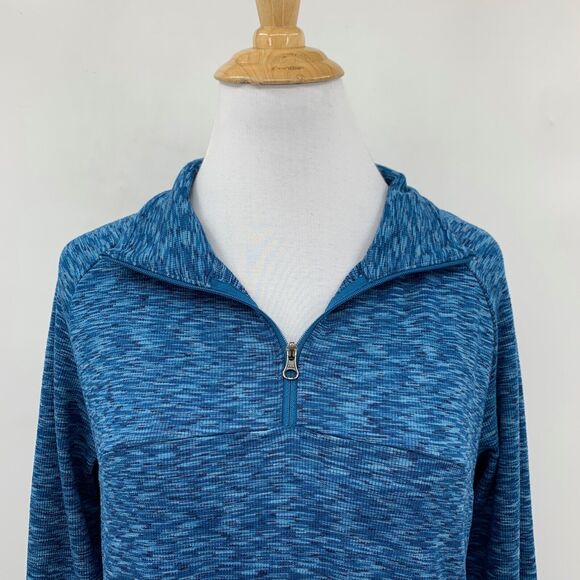 Columbia Sweater Womens L Large Oasis Blue Knit Outerspaced Quarter Zip Pullover - Picture 3 of 13